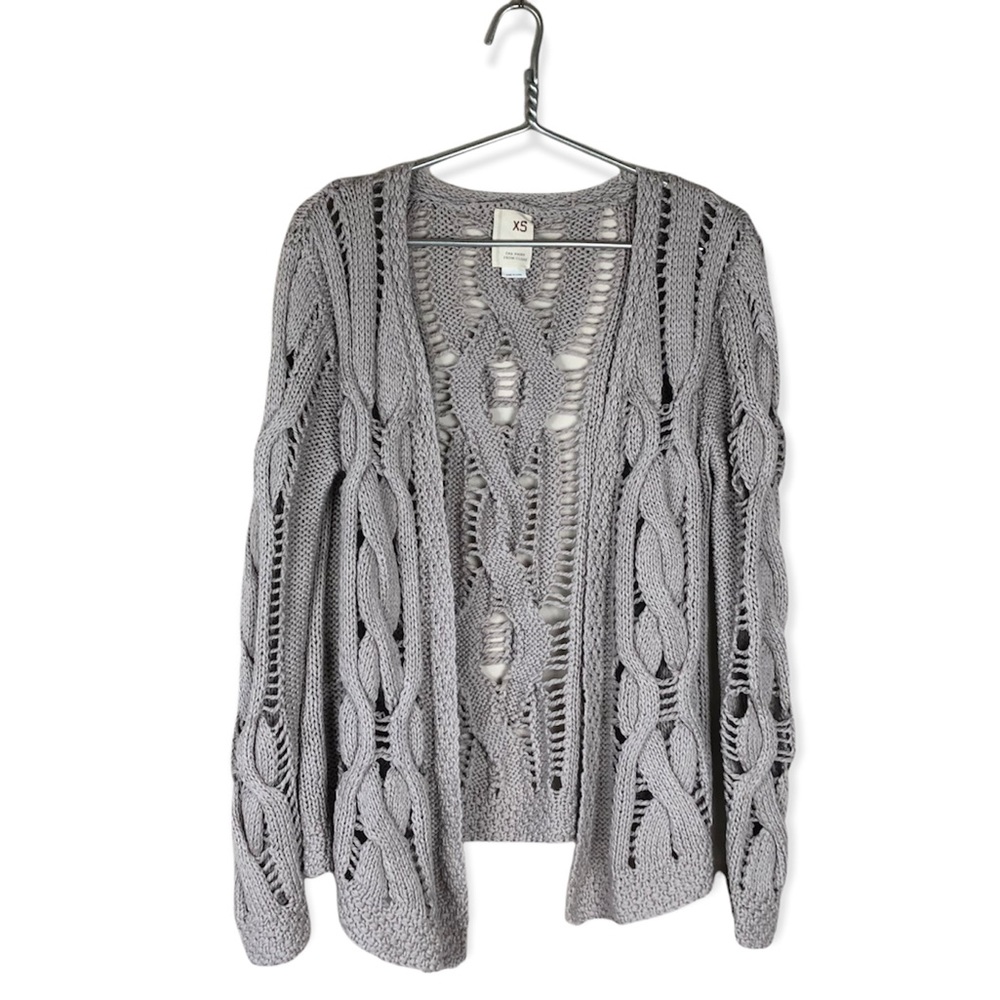 Anthropologie Chunky Loose Cable Knit Cardigan Sweater